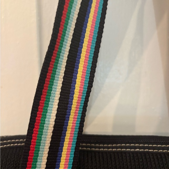 Sak Tenth Year Anniversary Edition Black Crochet Barrell Bag With Striped Handle - Picture 2 of 16